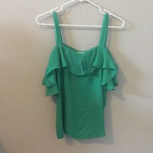 JCrew Kelly green size 6 polyester ruffle tank